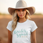 T-shirt Équipe de mariée de monnaie chars de la fête nupti<br><div class="desc">Tee - shirts et chars de mariée personnalisés avec le graphique "Bride's Squad" dans un script de brosse élégant. Personnalisez-le avec votre date de mariage, hashtag mariage, noms ou autre texte personnalisé. Un cadeau parfait pour la mariée, les demoiselles d'honneur et la fête de mariage à porter pour la fête...</div>