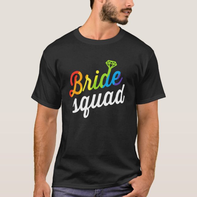 T-shirt Équipe de mariée drapeau arc-en-ciel LGBT enterrem (Devant)