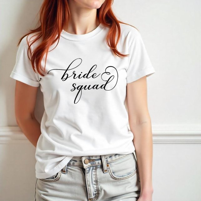 T-Shirt Équipe de Mariée – Écriture Élégante pour  (Bride Squad Tee)