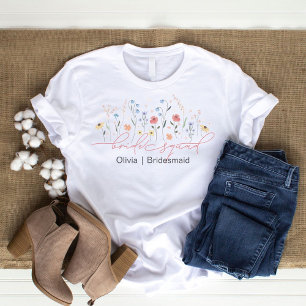 T-shirt Équipe de mariées Fleurs sauvages Boho