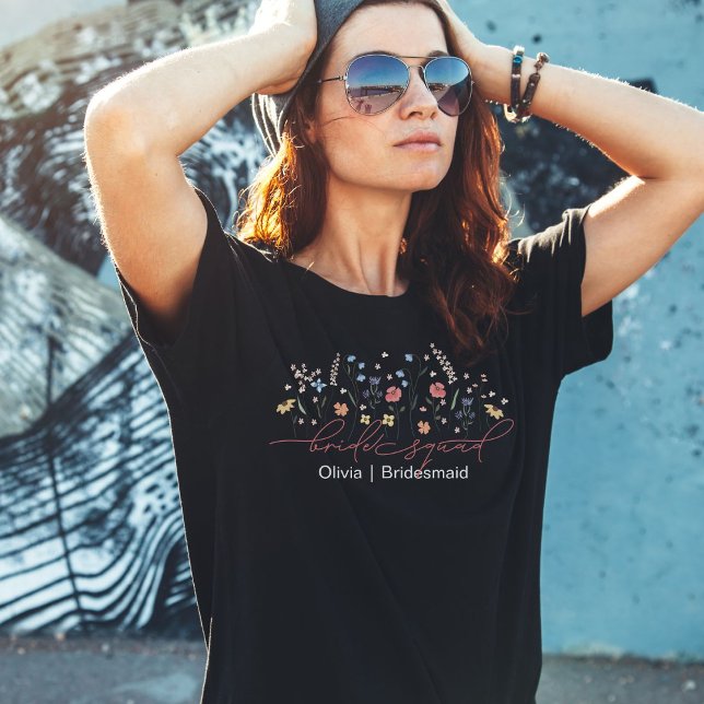 T-shirt Équipe de mariées Fleurs sauvages Boho (Créateur téléchargé)