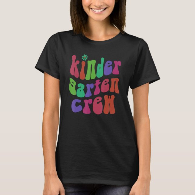 T-shirt Équipe de maternelle rétro Hello Kinder Rose (Devant)