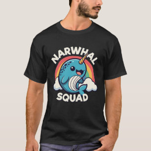 T-shirt Équipe de narval mignon arc-en-ciel Kawaii animal