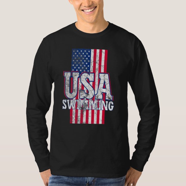 T-shirt Équipe de natation des Etats-Unis Cool nage Drapea (Devant)