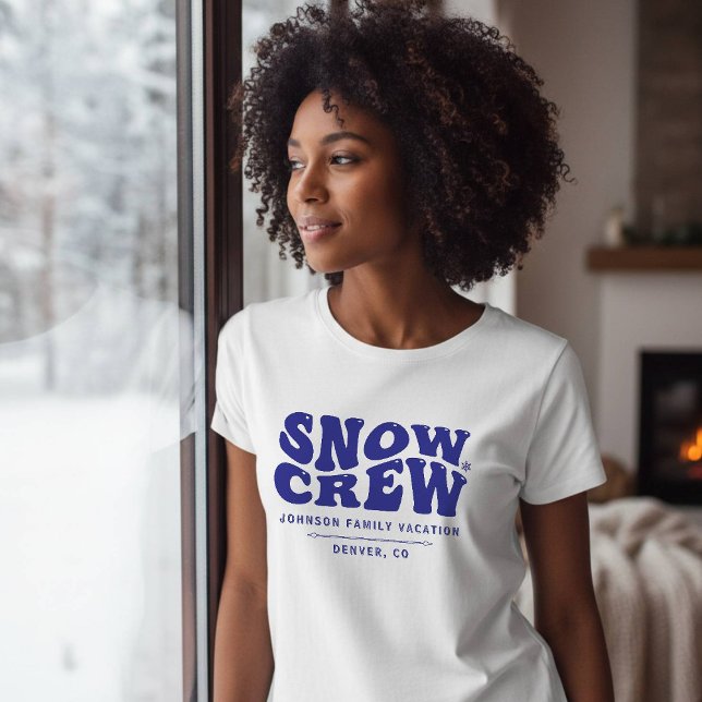 T-shirt Équipe de neige Voyage de vacances d'hiver en fami (Snow Crew Winter Family Vacation Trip Blue T-Shirt
)