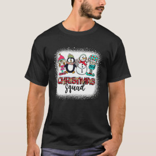 T-shirt Équipe de Noël à carreaux de buffle Pingouin Elfe 