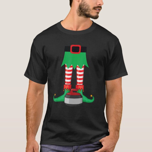 T-shirt Équipe de Noël de Pyjama Elf de curling Jumelage d (Devant)
