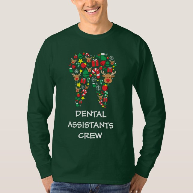 T-shirt Équipe de Noël des adjoints dentaires personnalisé (Devant)