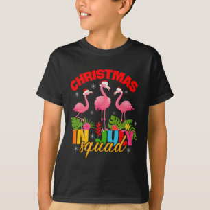 T-shirt Équipe de Noël en Juillet Chapeau de Santa Flaming