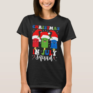T-shirt Équipe de Noël en Juillet Chapeaux de Père Noël Po