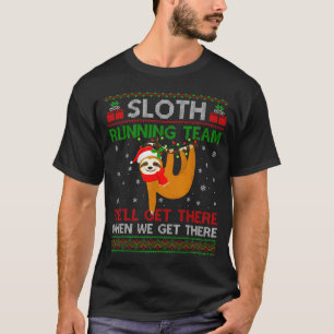 T-shirt Équipe de paresseux drôle courant Lumières de Noël