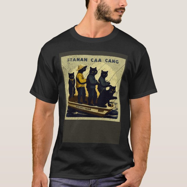 T-shirt Équipe de pêche au chat noir (Devant)