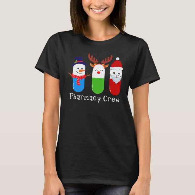 T-shirt Équipe de pharmacie Père Noël Snowman Reindeer Noë (Devant)