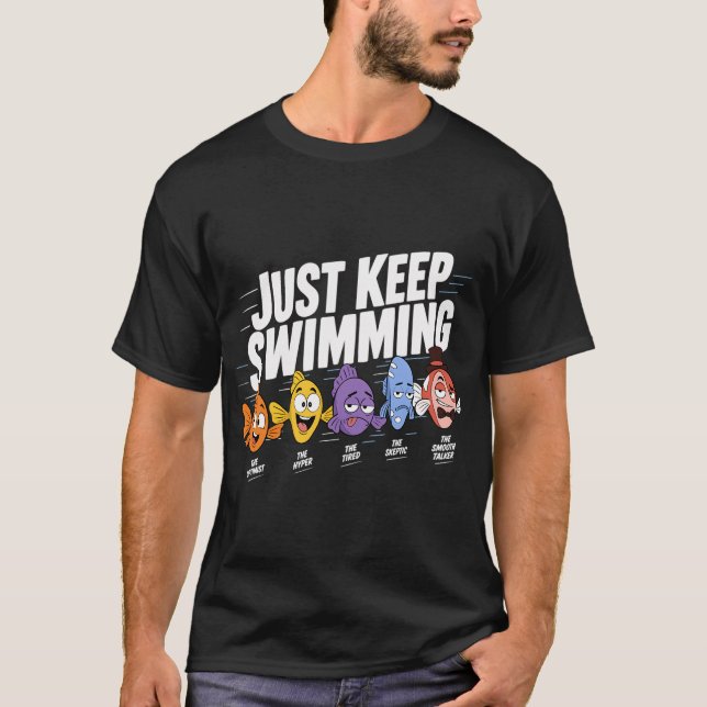 T-shirt Équipe de poissons qui nagent (Devant)