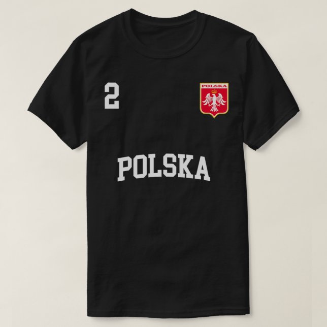 T-shirt Équipe de Pologne Sport Numéro 2 Football Drapeau  (Design devant)