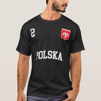 T-shirt Équipe de Pologne Sport Numéro 2 Football Drapeau 