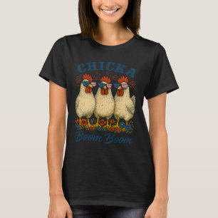 T-shirt Équipe de poulet Chicka Boom Boom patriote 4 juill