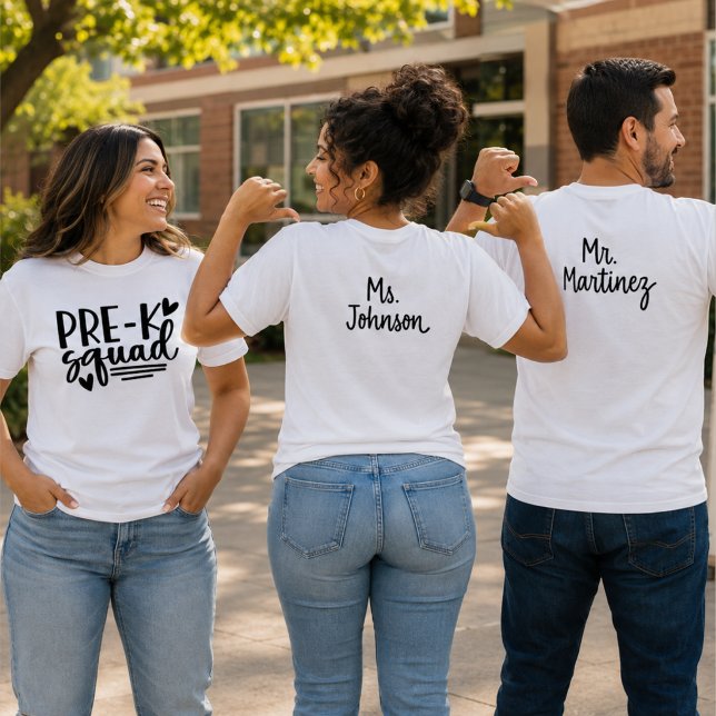 T-shirt Équipe de pré-maternelle avec le nom de l'enseigna (Créateur téléchargé)