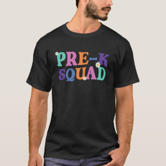 T-shirt Équipe de pré-maternelle mignonne Rétro Groovy Élè