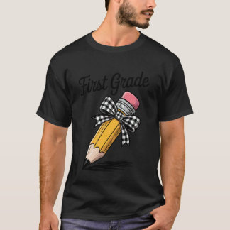 T-shirt Équipe de première année Crayon Coquette Nœud Drôl