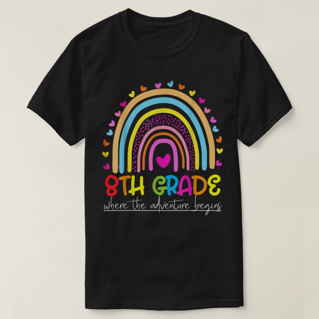 T-shirt équipe de professeur d'arc-en-ciel de 8e année (Design devant)