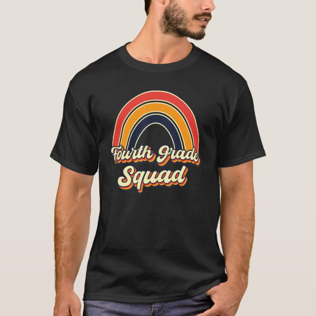 T-shirt Équipe de quatrième année enseignant Retro Arc-en- (Devant)