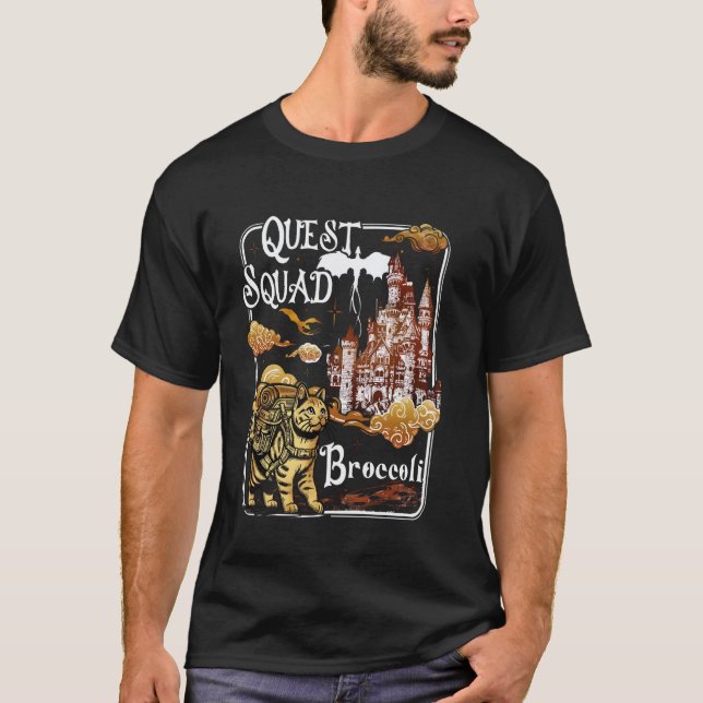T-shirt Équipe de quête de chat Broccoli (Devant)