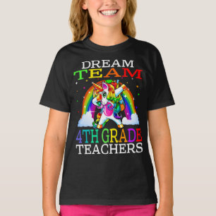 T-shirt Équipe de rêve 4e année Enseignants Unicorn