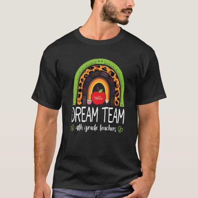 T-shirt Équipe de rêve Enseignants de 4e année Boho Rainbo (Devant)