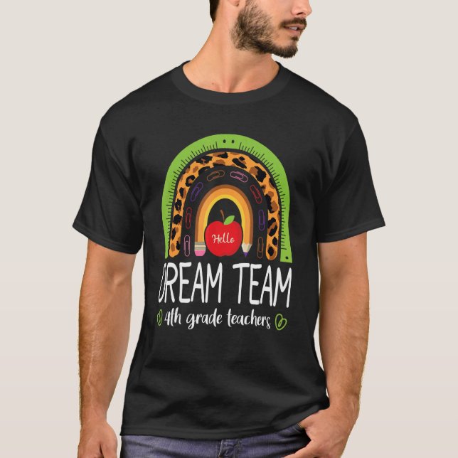 T-shirt Équipe de rêve Enseignants de 4e année Boho Rainbo (Devant)