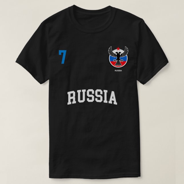 T-shirt Équipe de Russie Sport Numéro 7 Football Drapeau r (Design devant)