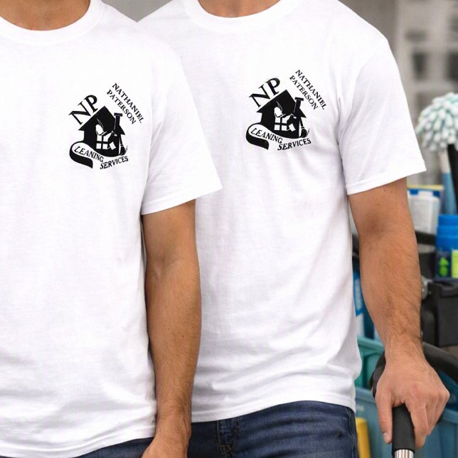 T-shirt Équipe de services de nettoyage à monogramme minim (Créateur téléchargé)