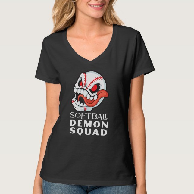 T-shirt Équipe de softball Softball Demon Squad (Devant)