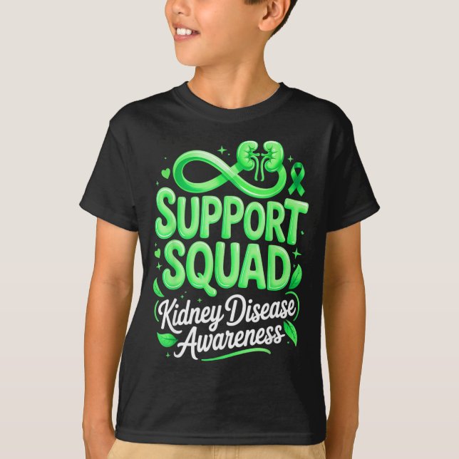 T-shirt Équipe de soutien au ruban vert sensibilisation à  (Devant)