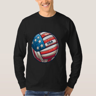 T-shirt Équipe de soutien de volleyball Drapeau USA Beach 