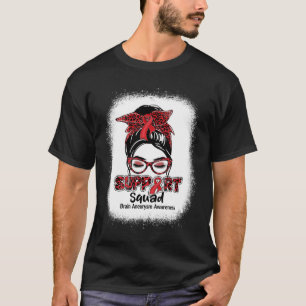 T-shirt Équipe de soutien Messy Bun Burgundy Ribbon Cervea