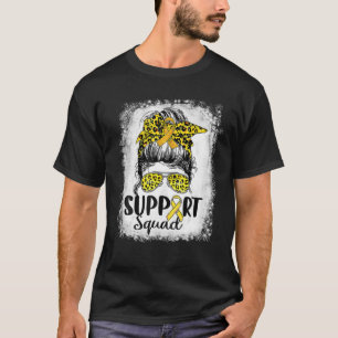 T-shirt Équipe de soutien Messy Bun Leopard Cancer de l'en