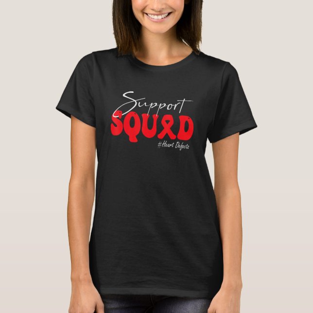 T-shirt Équipe de soutien Ruban rouge de sensibilisation a (Devant)