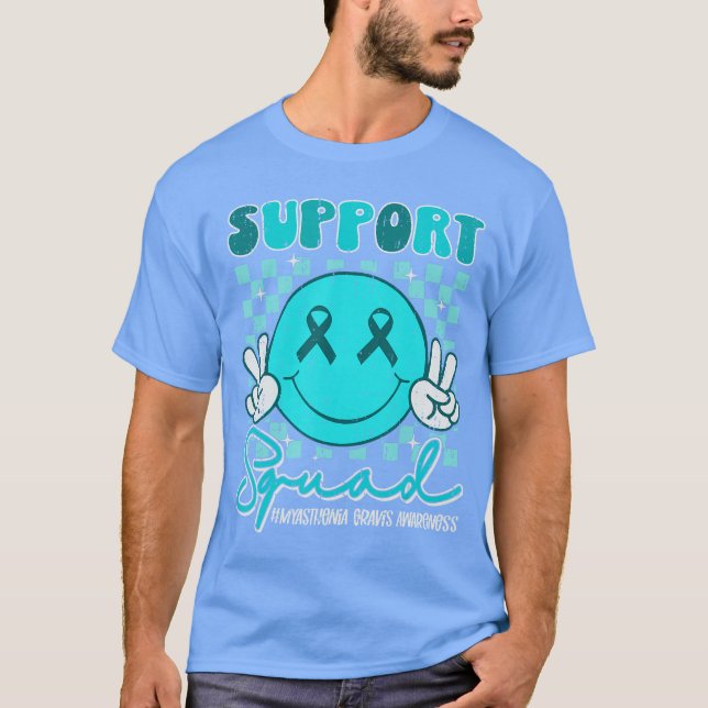 T-shirt Équipe de soutien Ruban sarcelle de sensibilisatio (Devant)