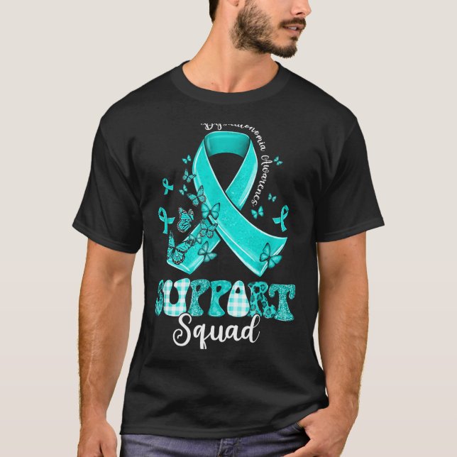 T-shirt Équipe de soutien Ruban sarcelle Papillon Dysauton (Devant)