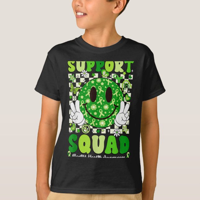 T-shirt Équipe de soutien Ruban vert de sensibilisation à  (Devant)