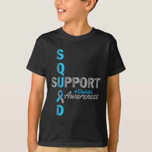 T-shirt Équipe de soutien T1d T2d Diabetes gris bleu ruban
