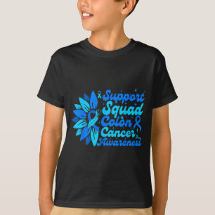 T-shirt Équipe de soutien tournesol colon bleu cancer