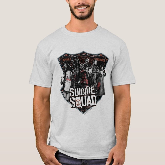 T-shirt Équipe de suicide | Badge de groupe photo (Devant)