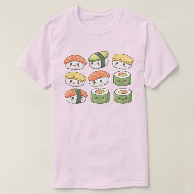 T-shirt Équipe de sushi Kawaii (Design devant)