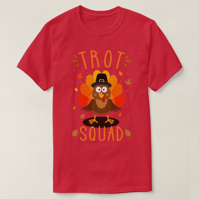T-shirt Équipe de trot pour la dinde d'action de grâce cou (Design devant)