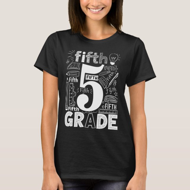 T-shirt Équipe de typographie 5e année Professeur de cinqu (Devant)
