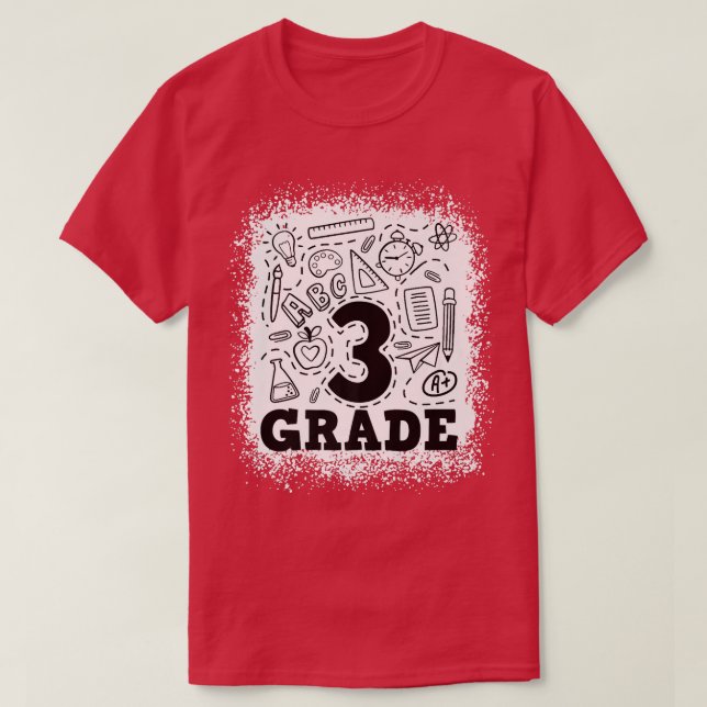 T-shirt Équipe de typographie de 3e année blanchie  (Design devant)