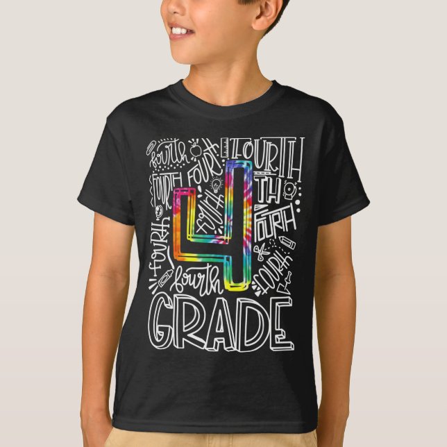 T-shirt Équipe de typographie de 4e année Quatrième année  (Devant)