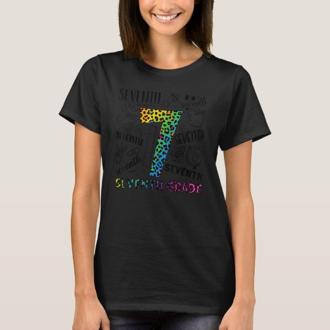 T-shirt Équipe de typographie de 7e année Leopard (Devant)
